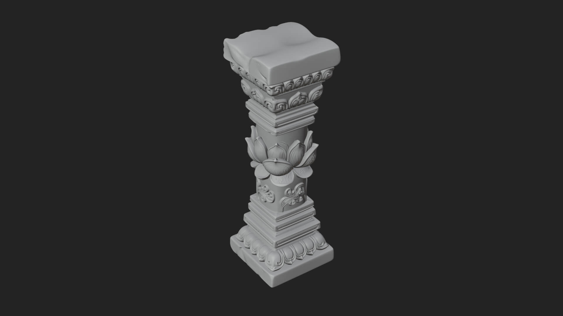 Oriental Stone Column Design 16 3D Print Model 3D Model