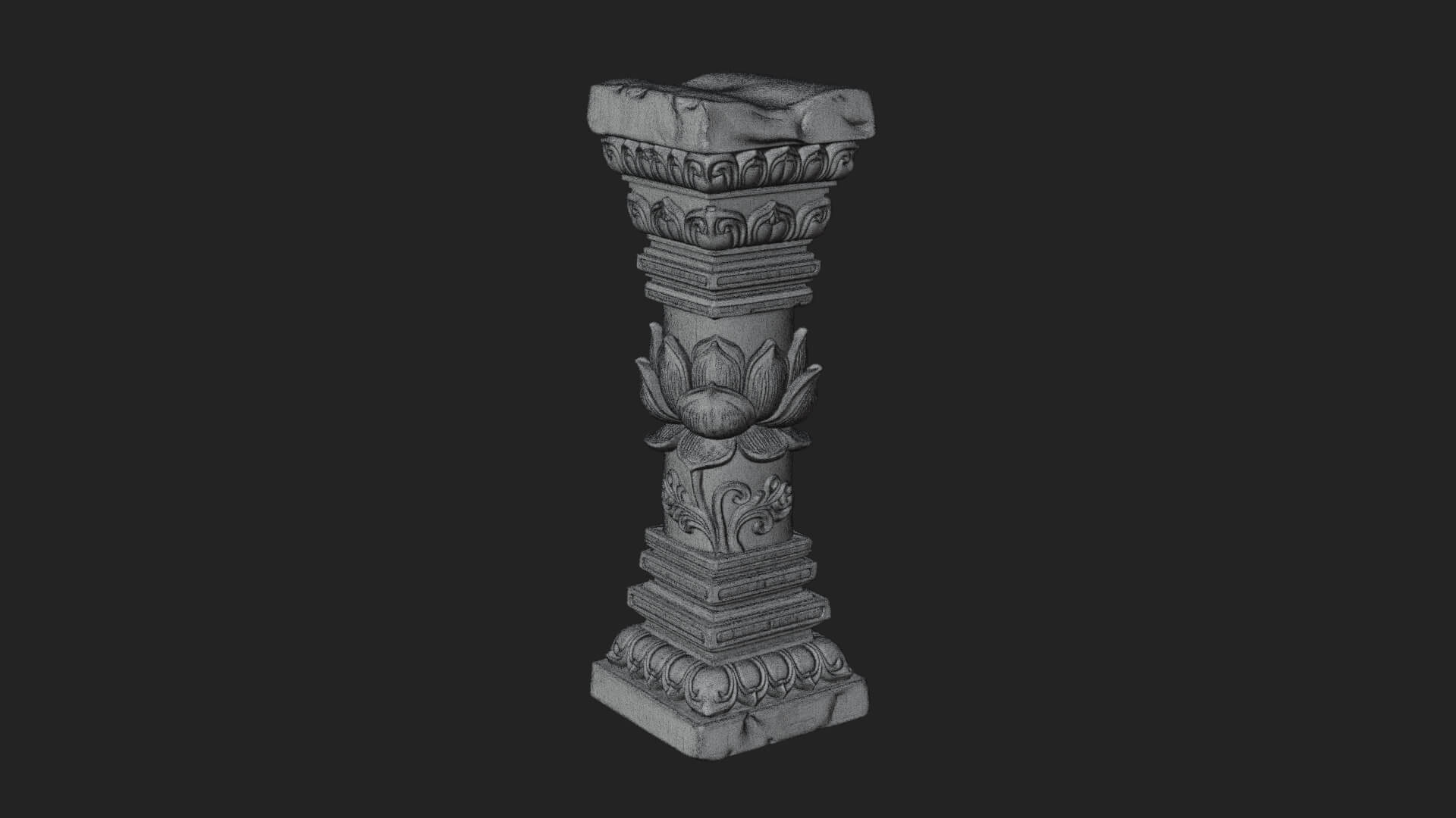 Oriental Stone Column Design 16 3D Print Model 3D Model