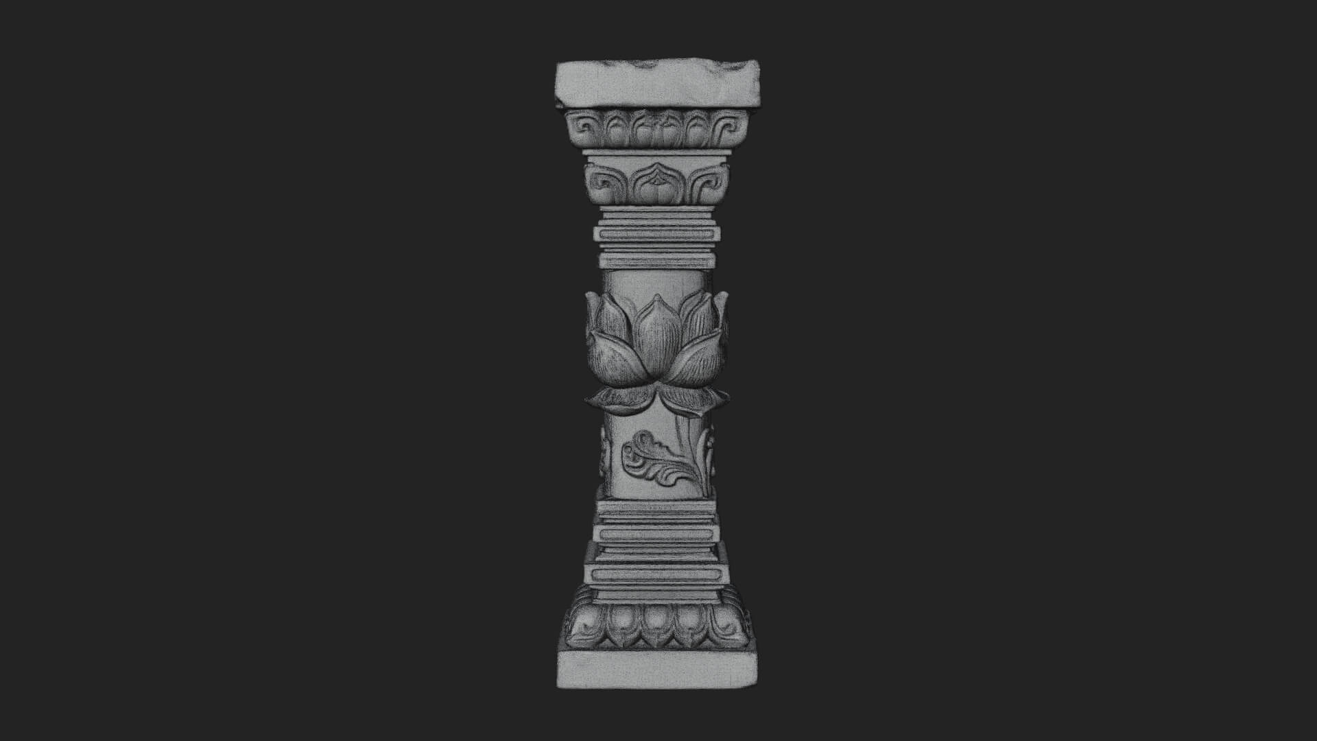 Oriental Stone Column Design 16 3D Print Model 3D Model