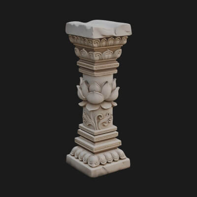 Oriental Stone Column Design 16 3D Print Model
