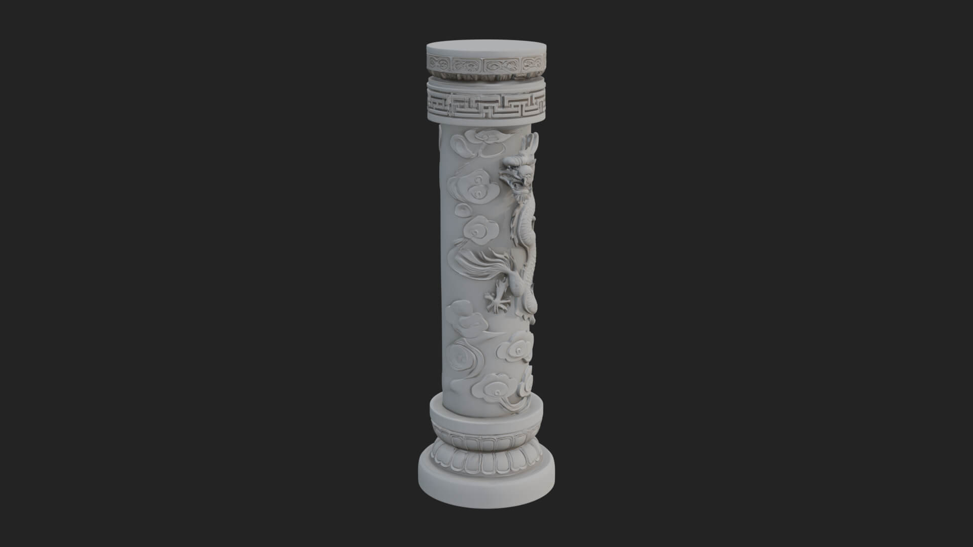 Oriental Stone Column Design 17 3D Print Model 3D Model