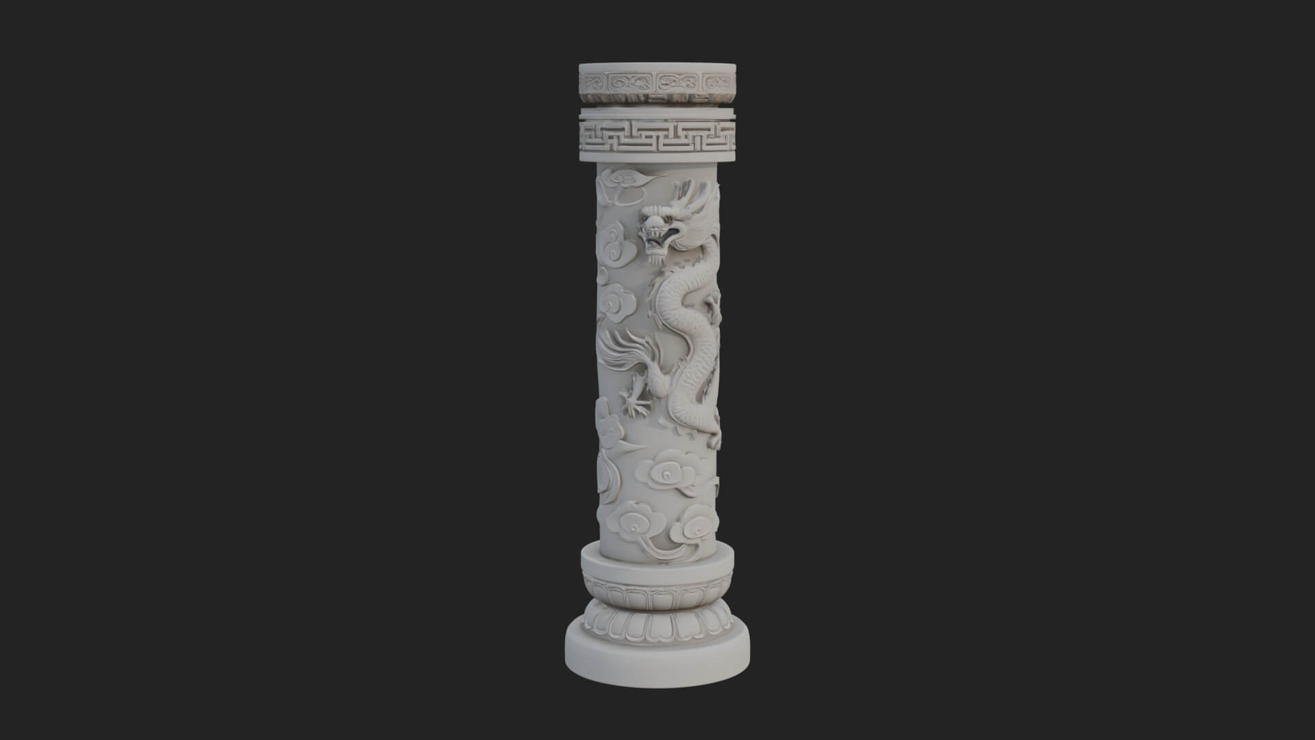 Oriental Stone Column Design 17 3D Print Model 3D Model
