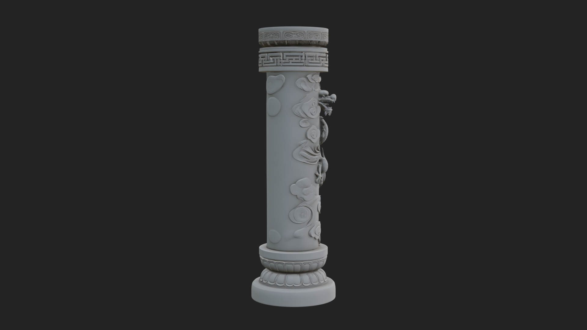Oriental Stone Column Design 17 3D Print Model 3D Model