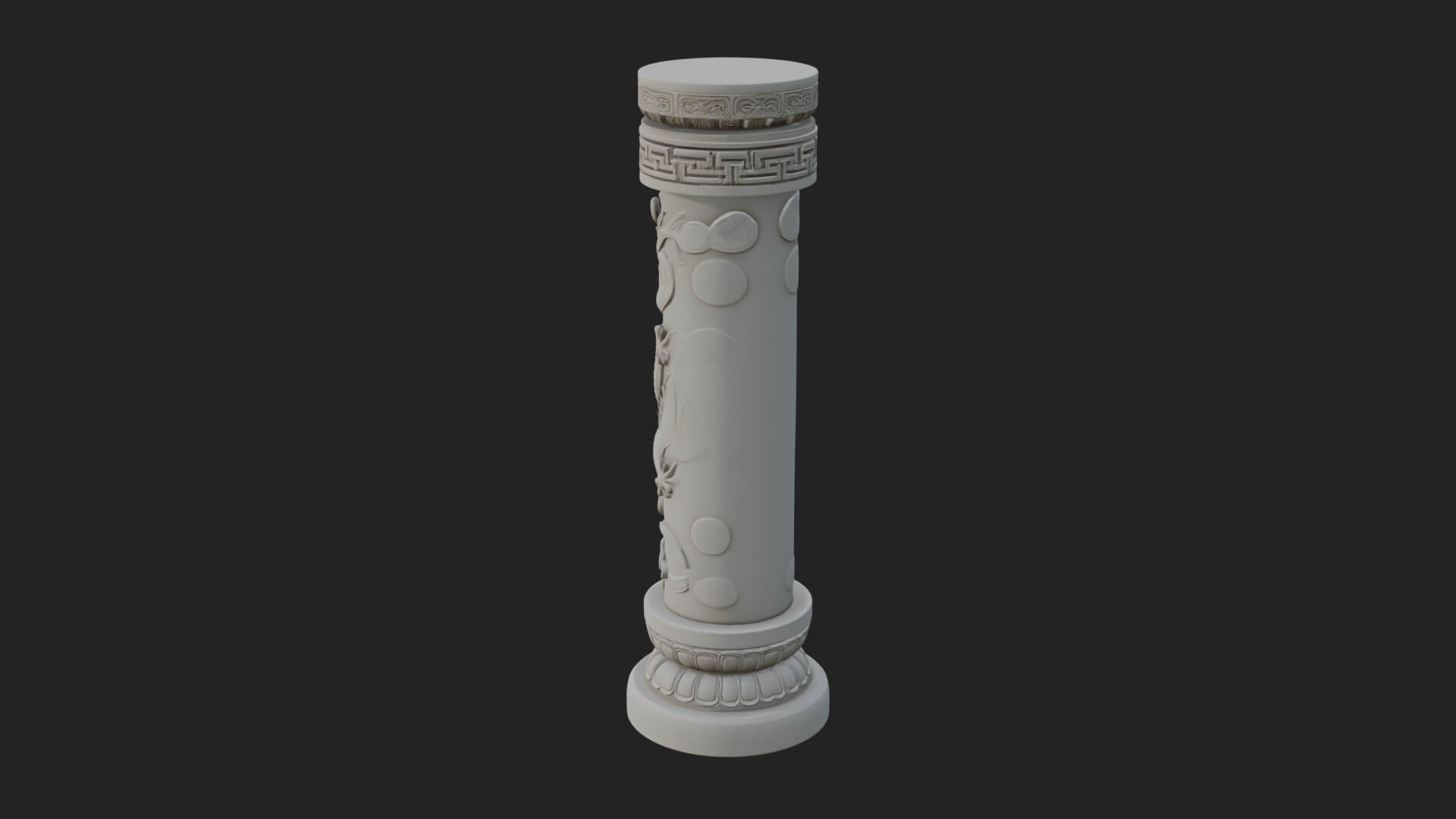 Oriental Stone Column Design 17 3D Print Model 3D Model