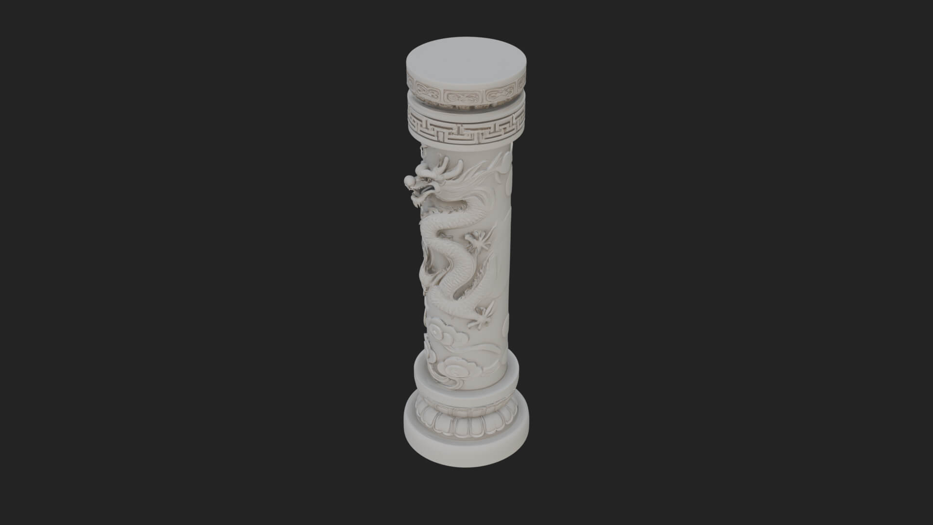 Oriental Stone Column Design 17 3D Print Model 3D Model
