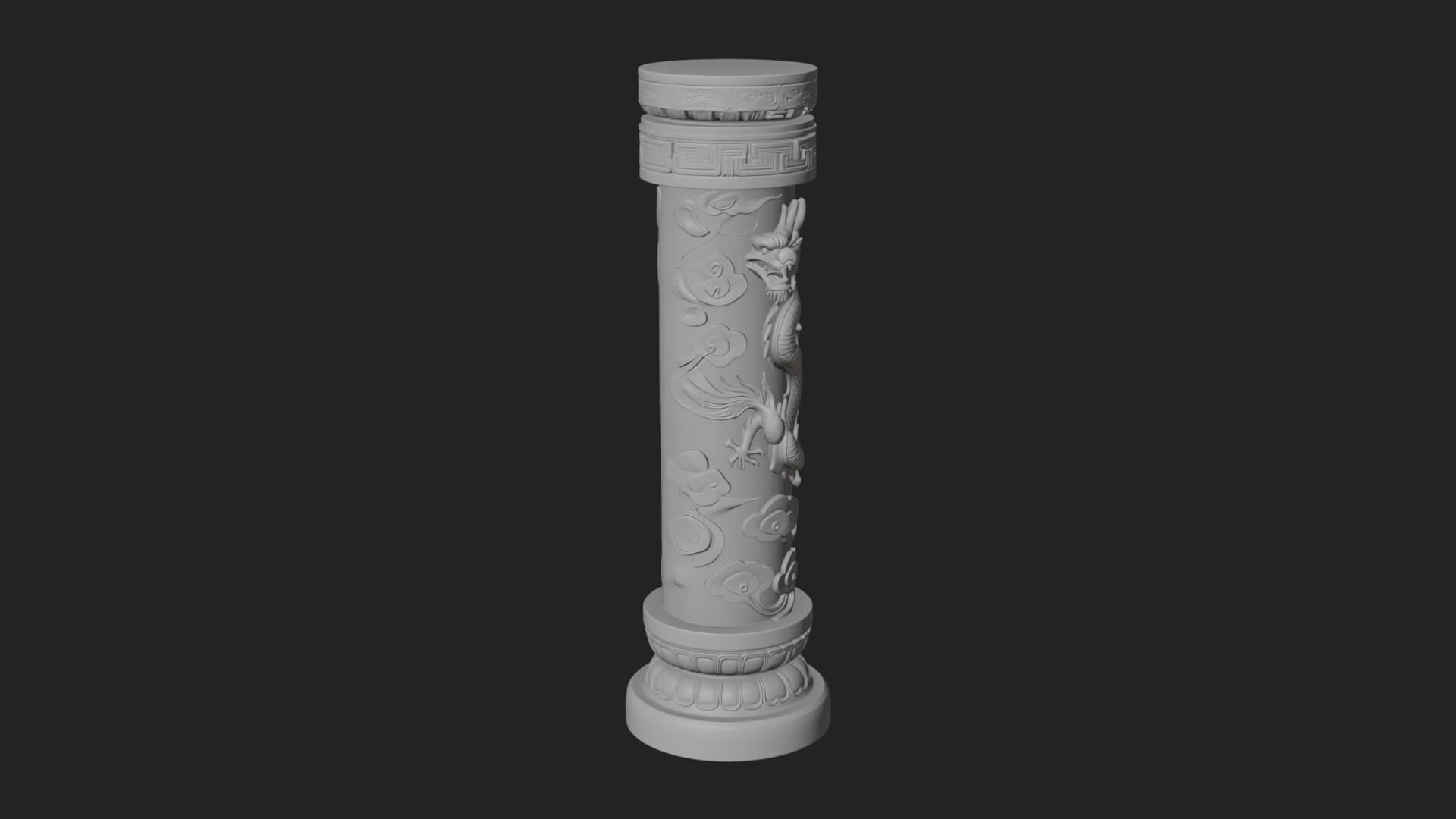 Oriental Stone Column Design 17 3D Print Model 3D Model