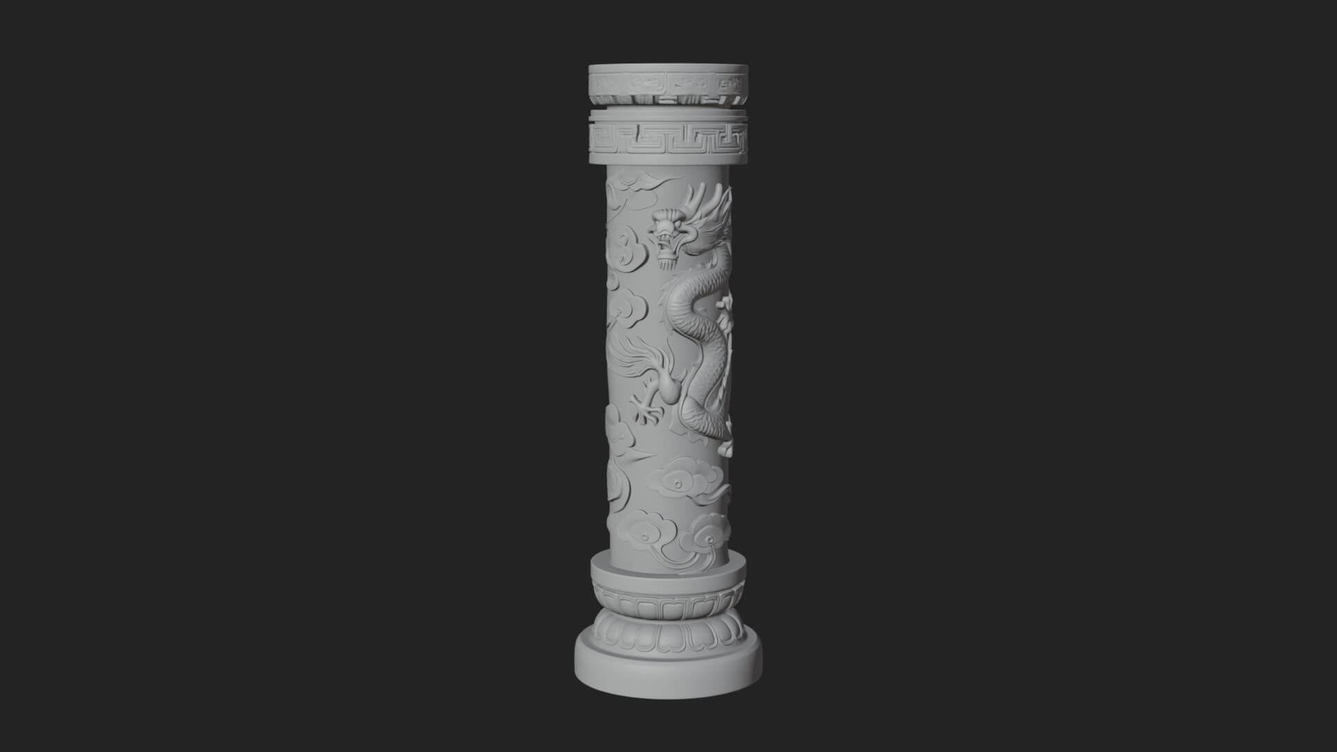Oriental Stone Column Design 17 3D Print Model 3D Model