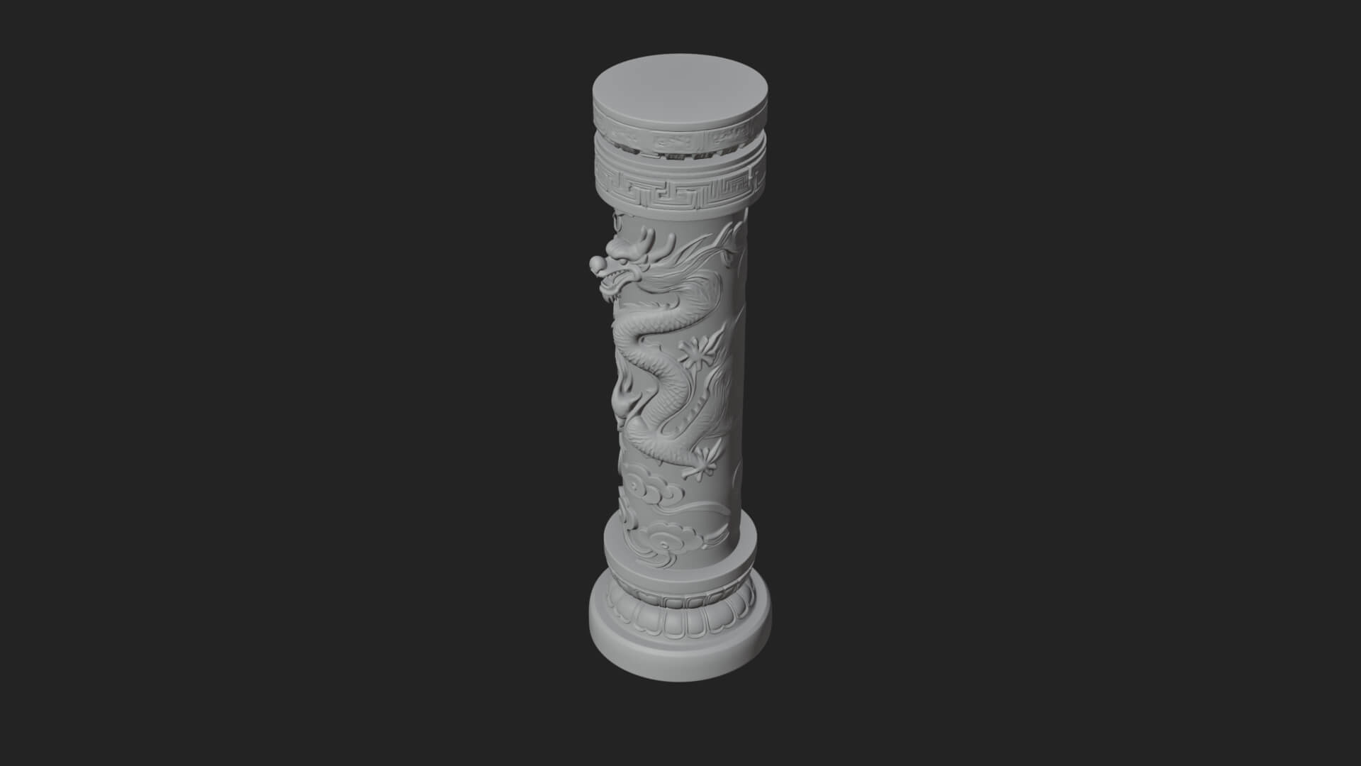 Oriental Stone Column Design 17 3D Print Model 3D Model