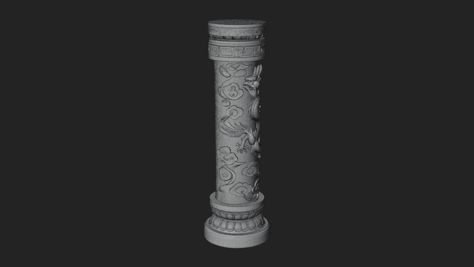 Oriental Stone Column Design 17 3D Print Model 3D Model