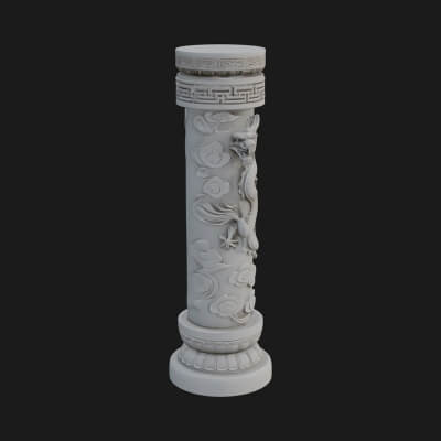 Oriental Stone Column Design 17 3D Print Model