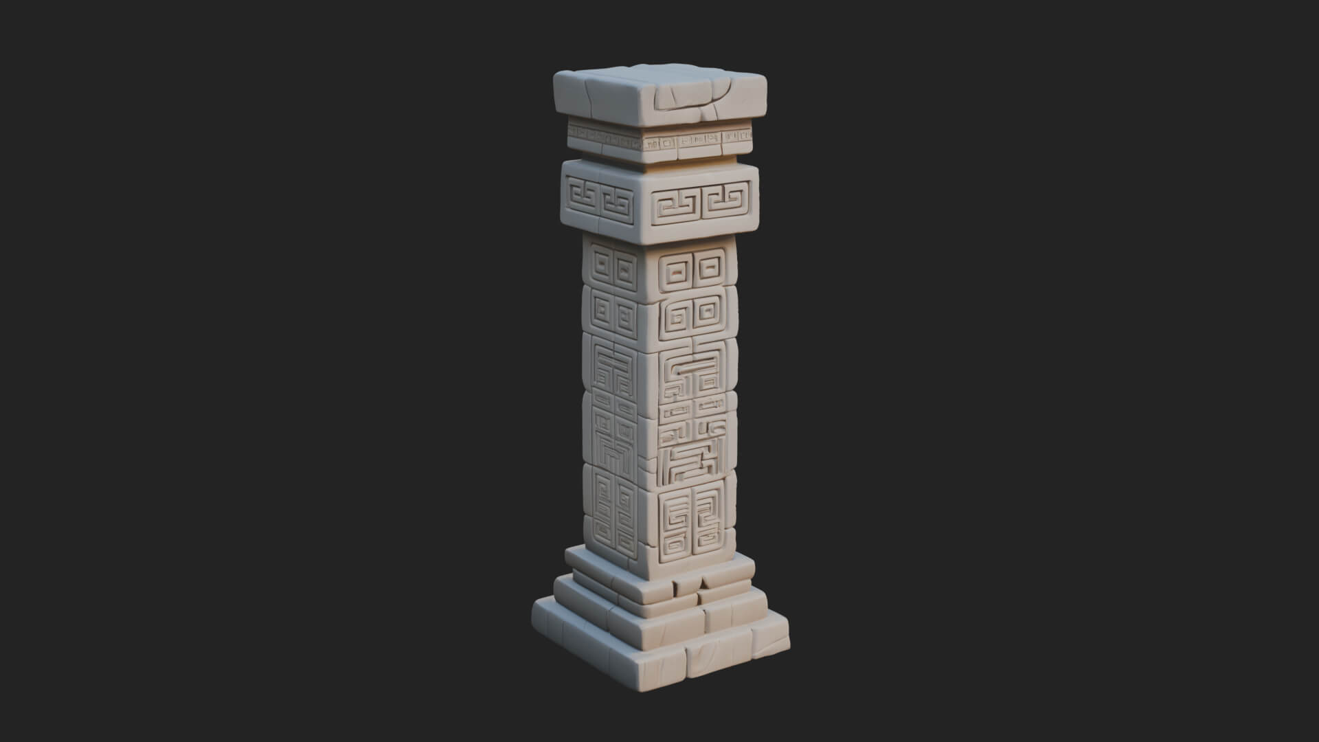 Oriental Stone Column Design 18 3D Print Model 3D Model