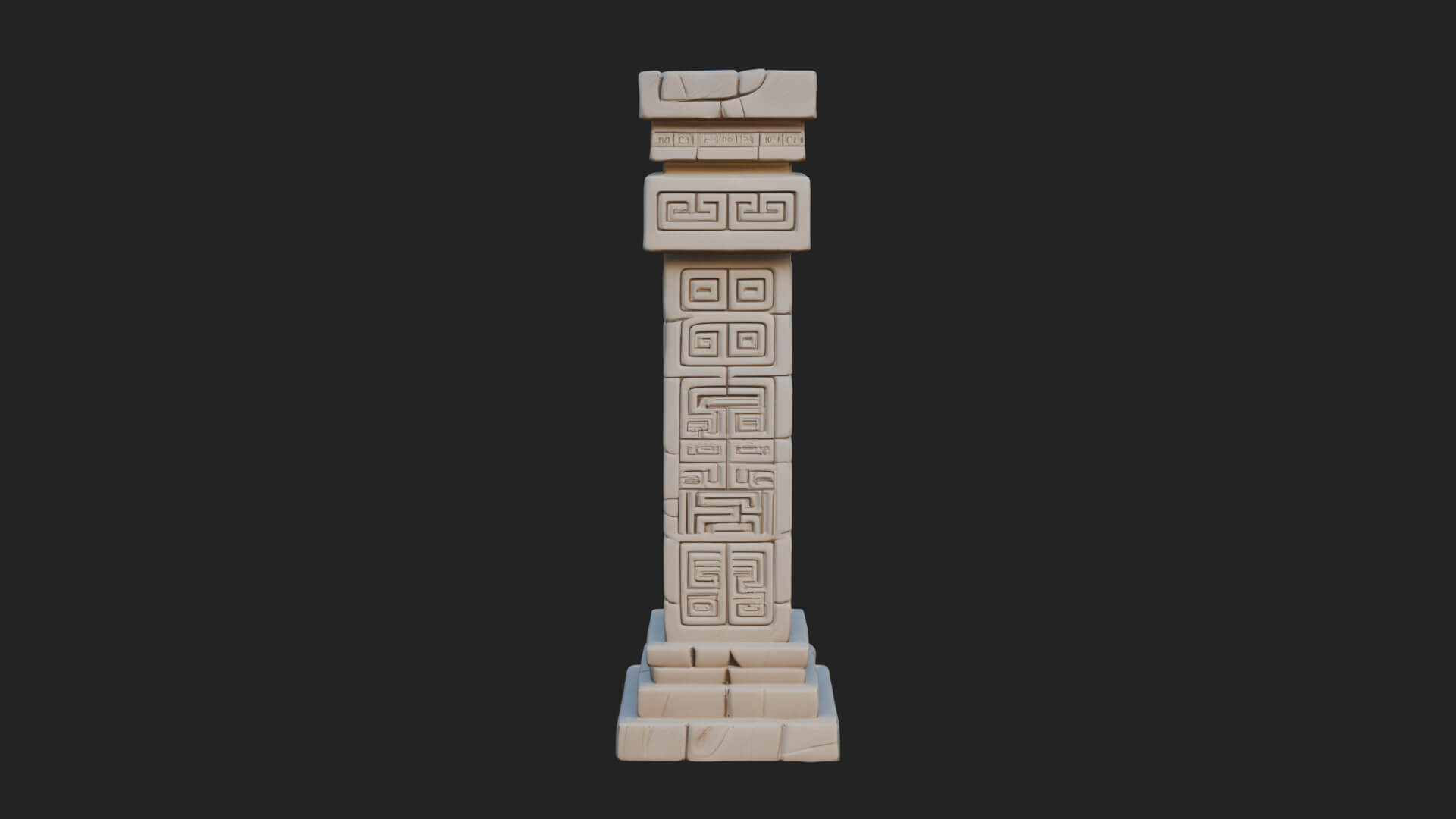 Oriental Stone Column Design 18 3D Print Model 3D Model