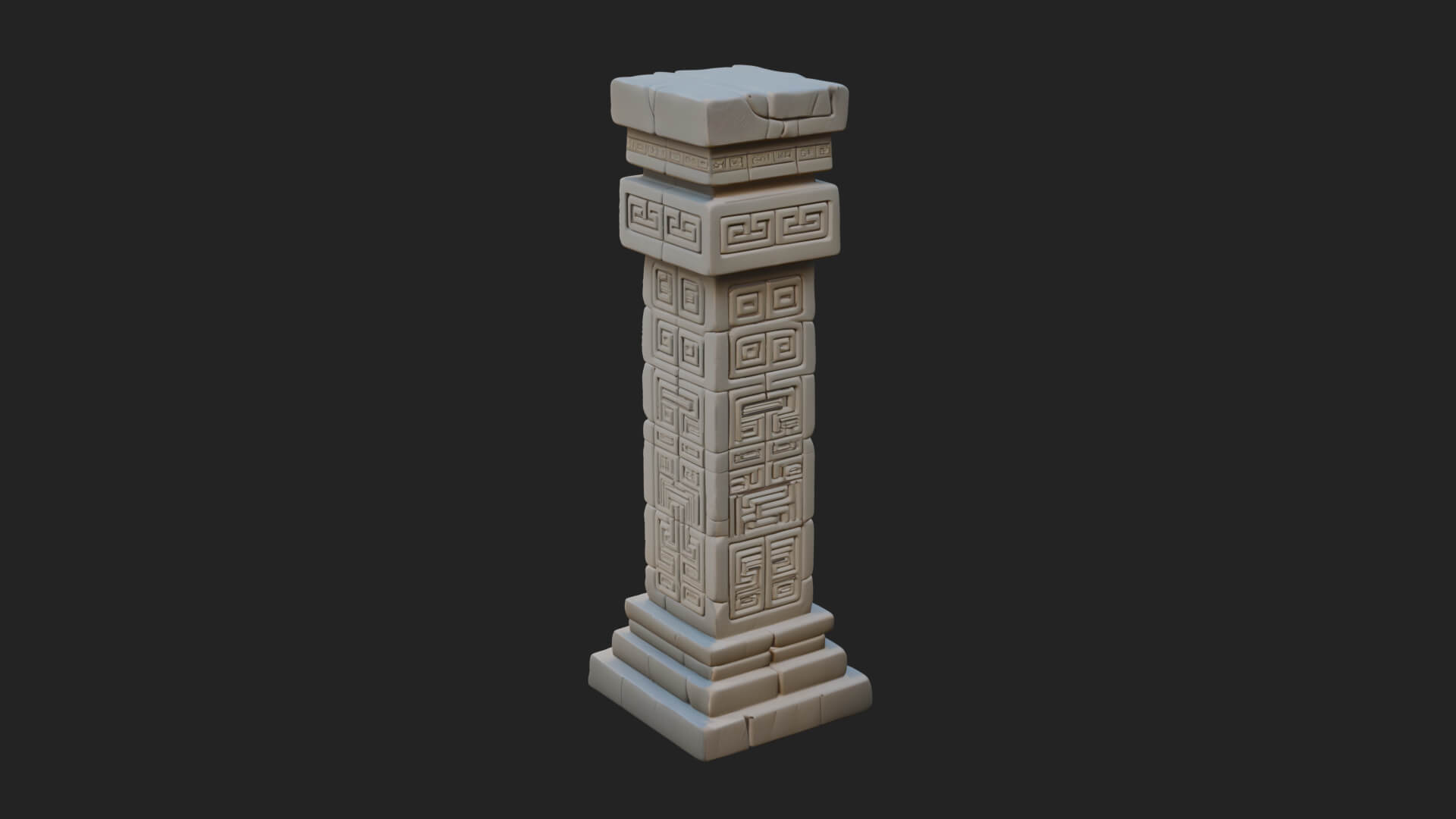 Oriental Stone Column Design 18 3D Print Model 3D Model