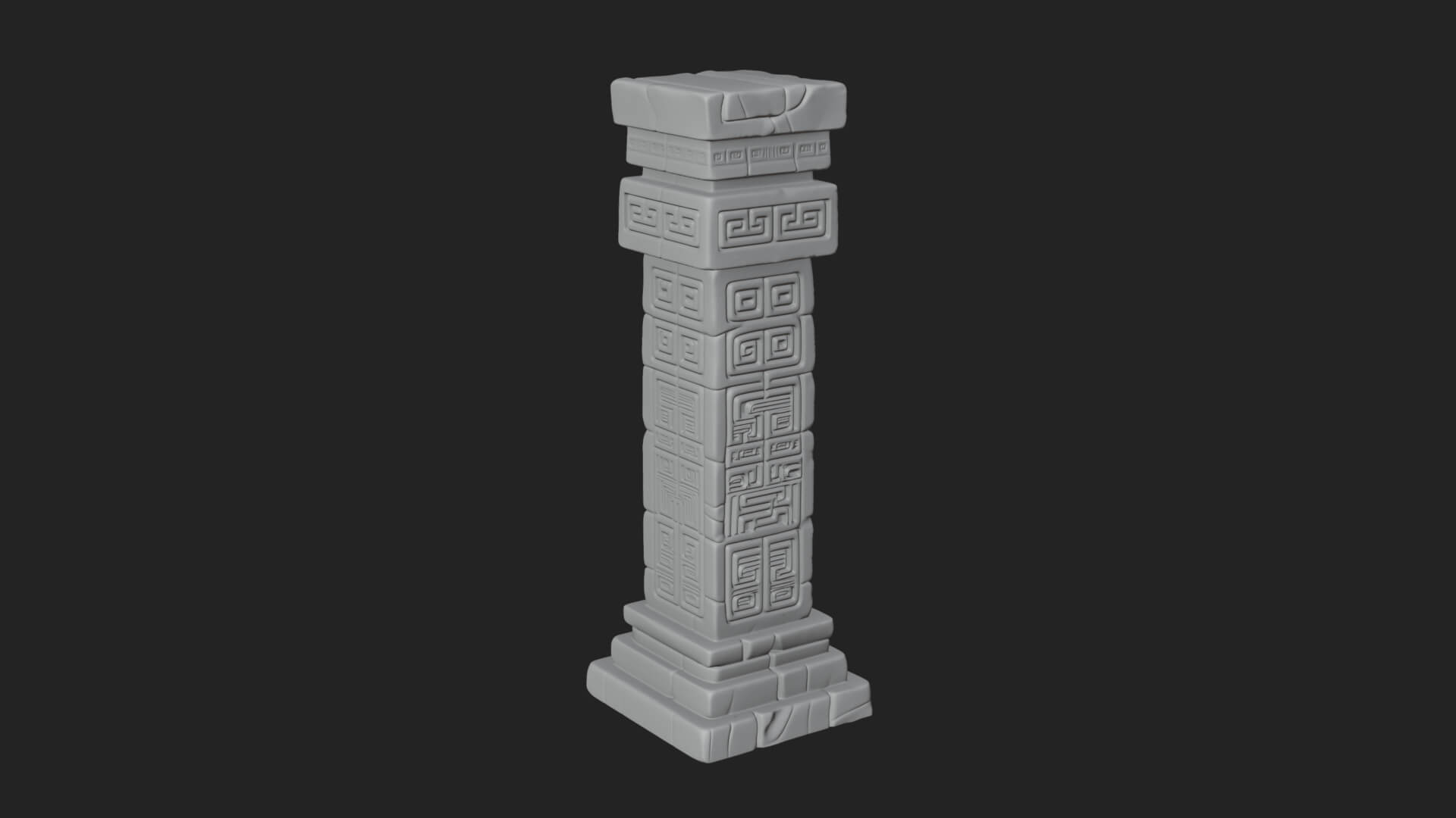Oriental Stone Column Design 18 3D Print Model 3D Model