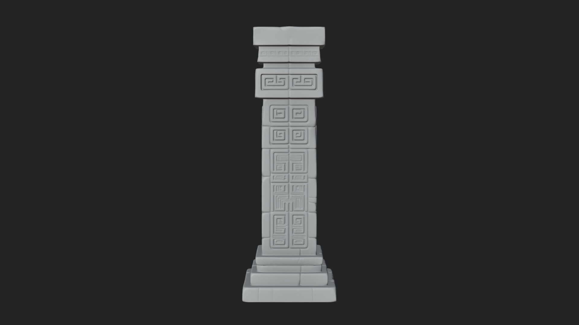 Oriental Stone Column Design 18 3D Print Model 3D Model