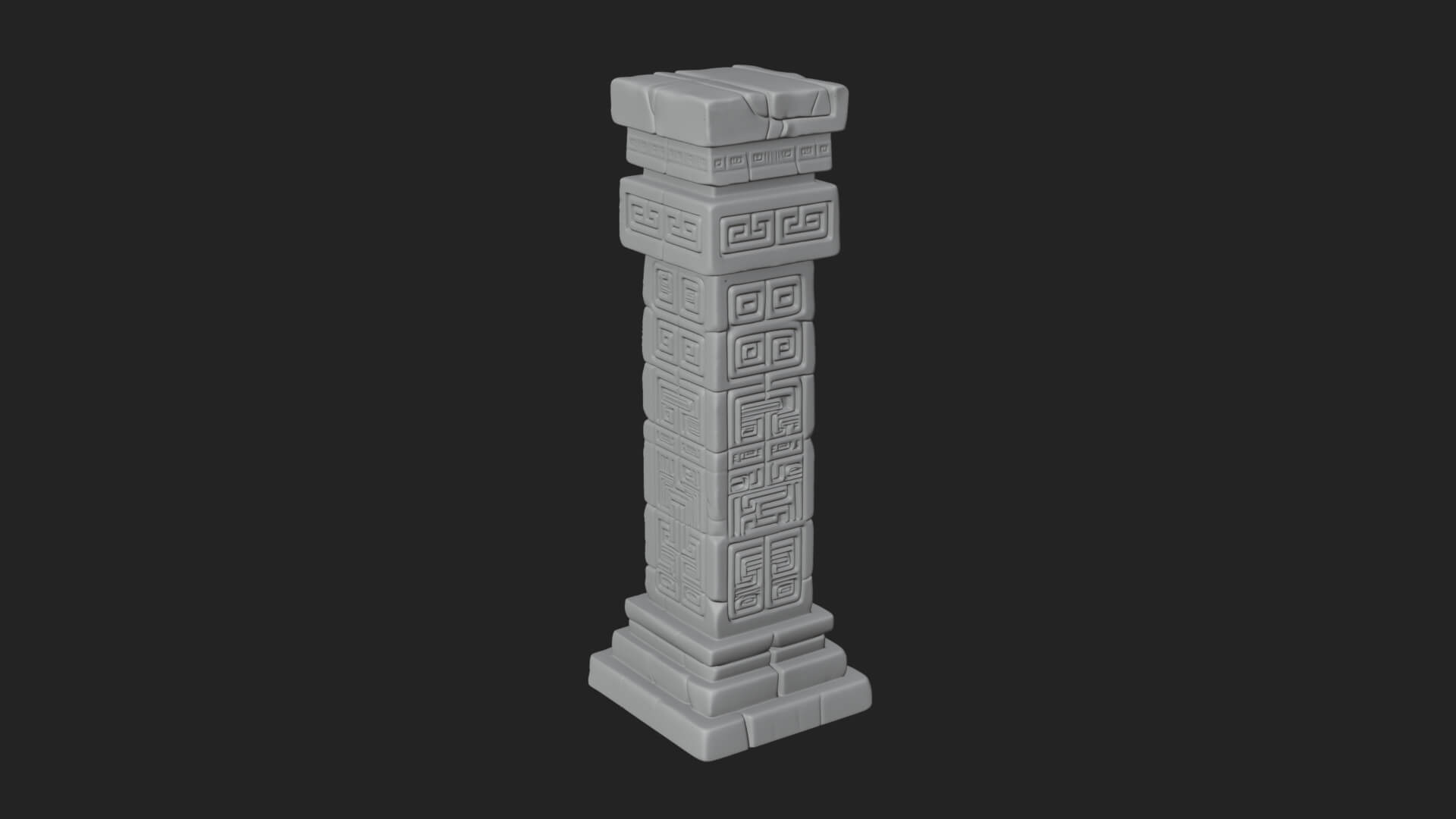 Oriental Stone Column Design 18 3D Print Model 3D Model