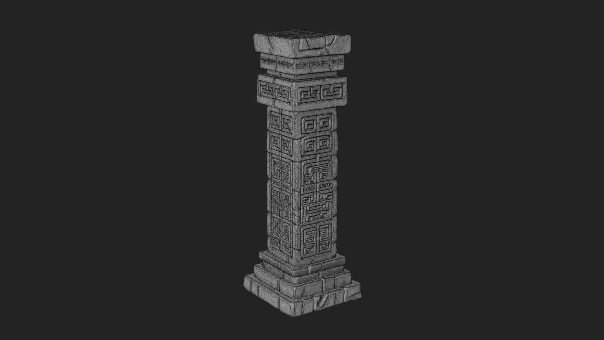Oriental Stone Column Design 18 3D Print Model 3D Model