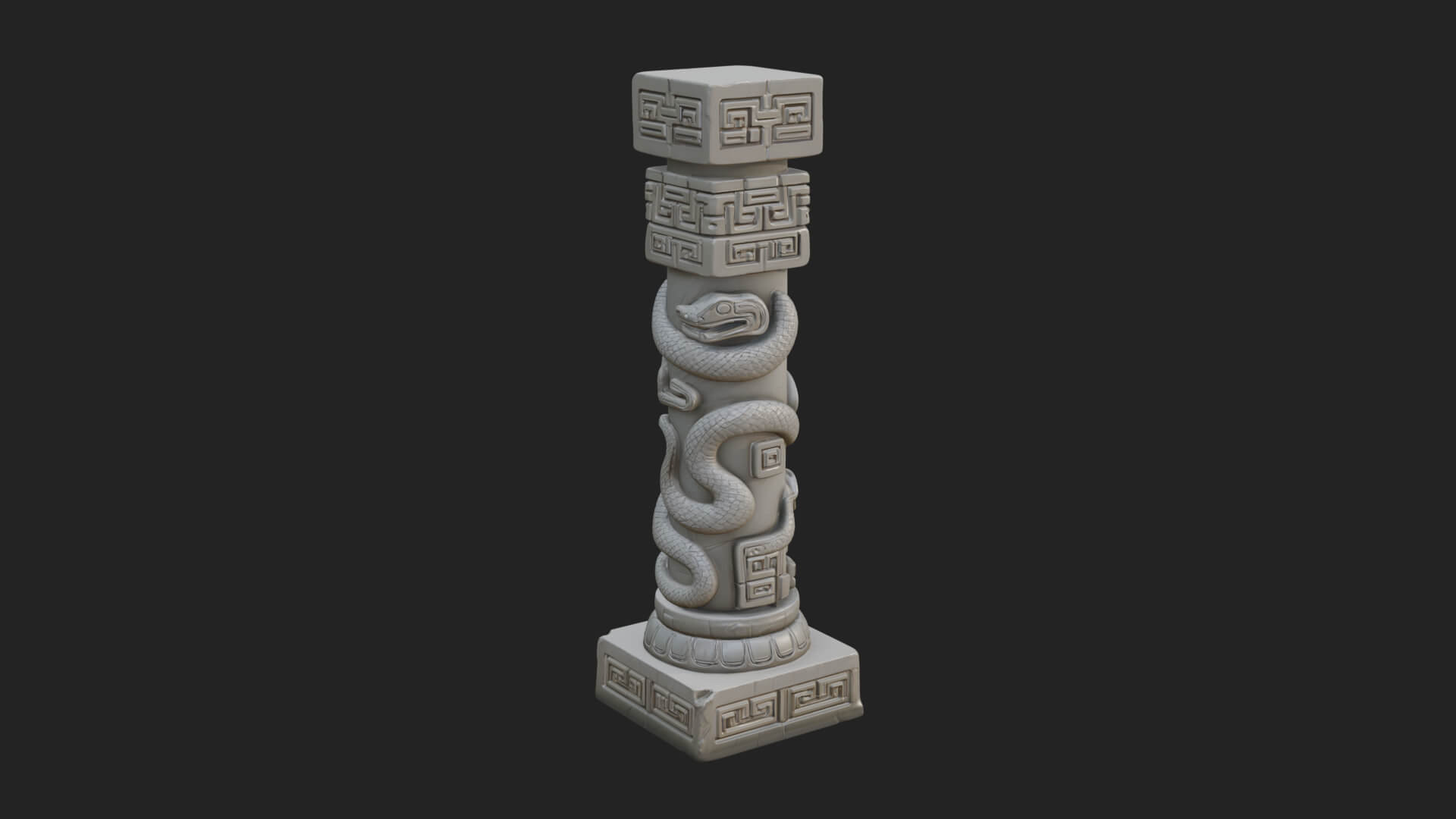 Oriental Stone Column Design 19 3D Print Model 3D Model