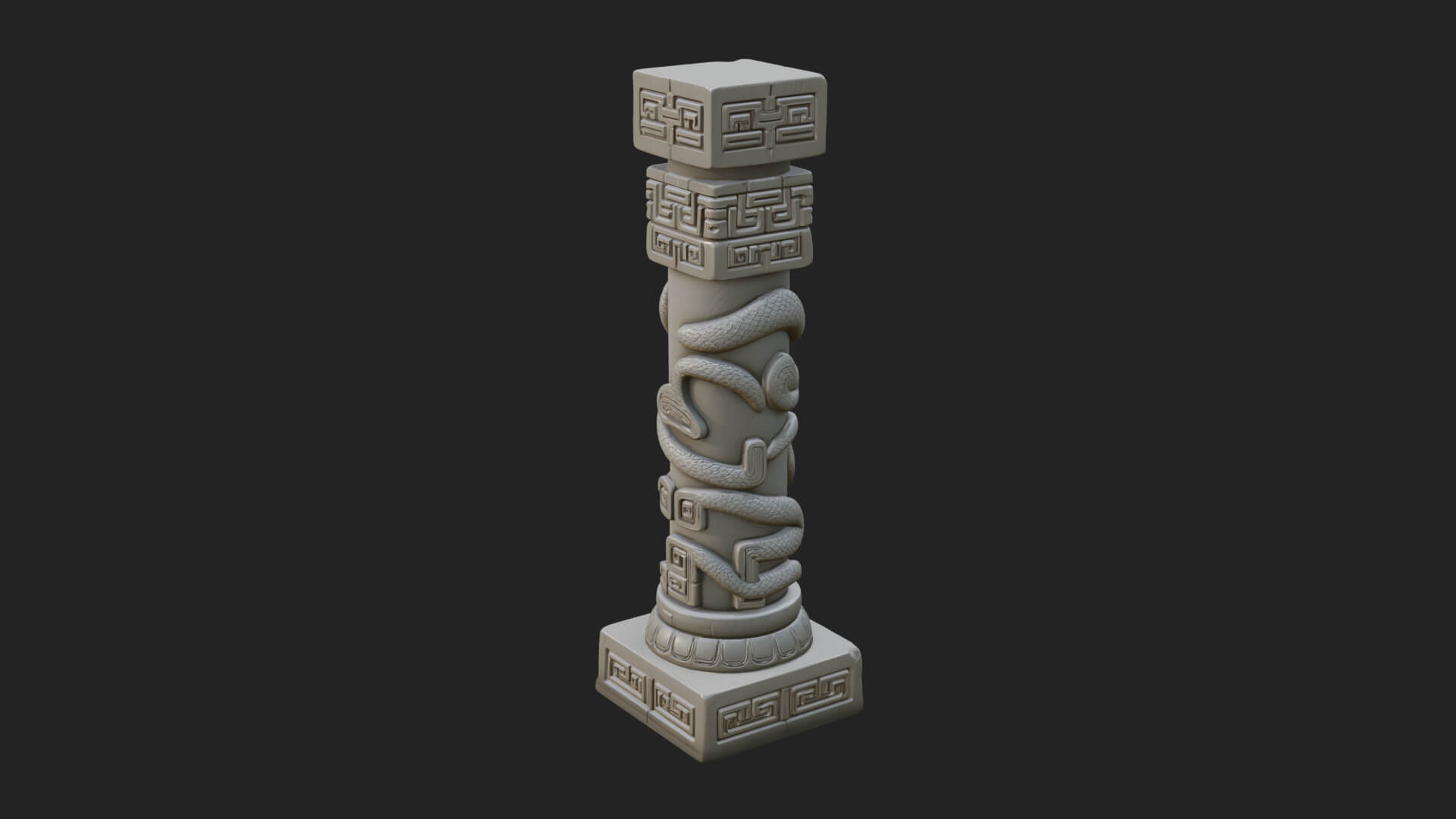 Oriental Stone Column Design 19 3D Print Model 3D Model