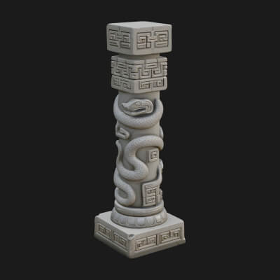 Oriental Stone Column Design 19 3D Print Model