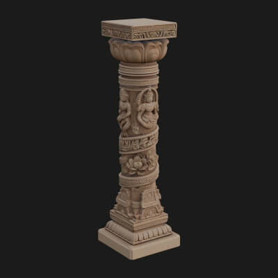Oriental Stone Column Design 2 3D Print Model