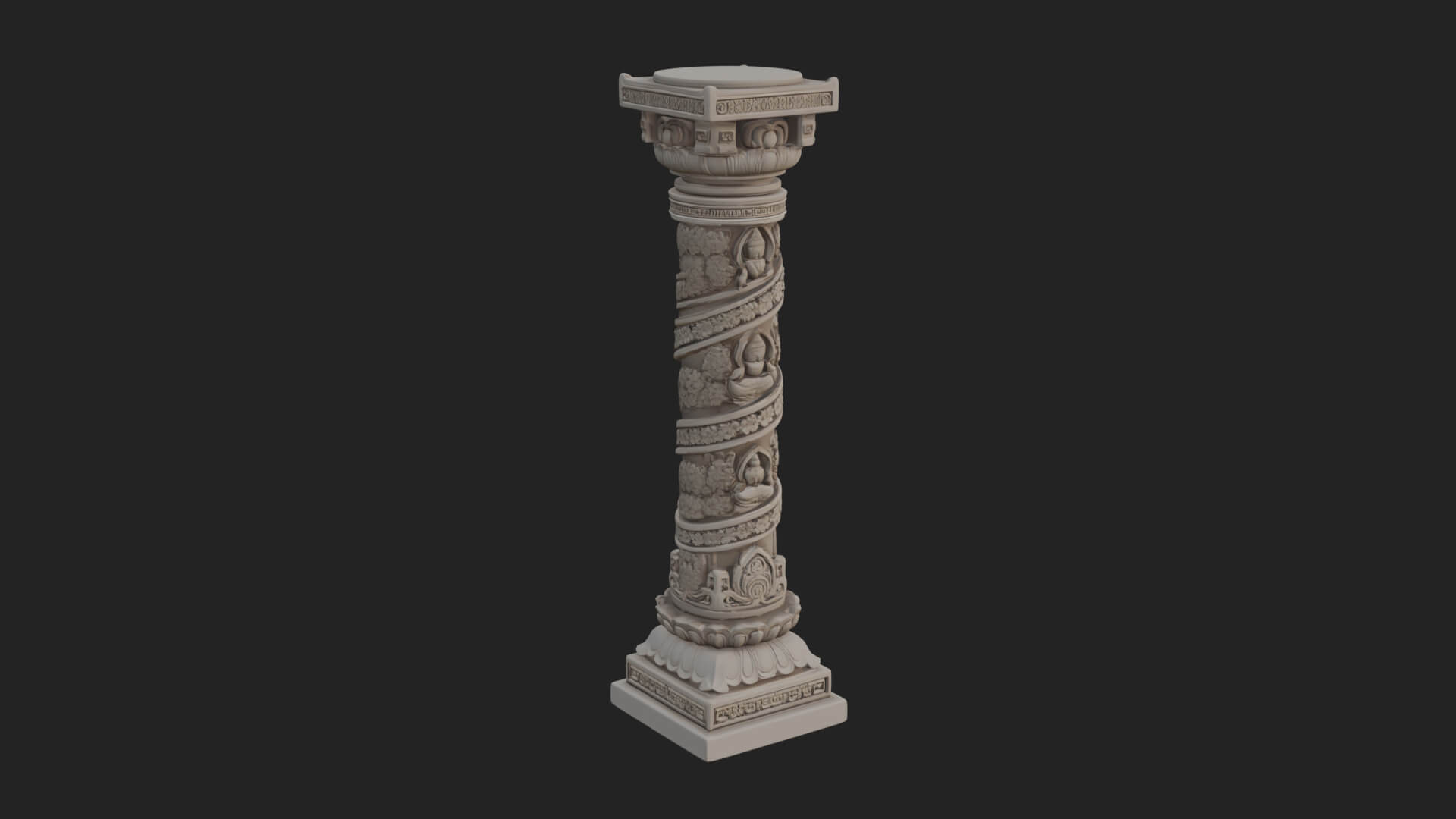 Oriental Stone Column Design 20 3D Print Model 3D Model
