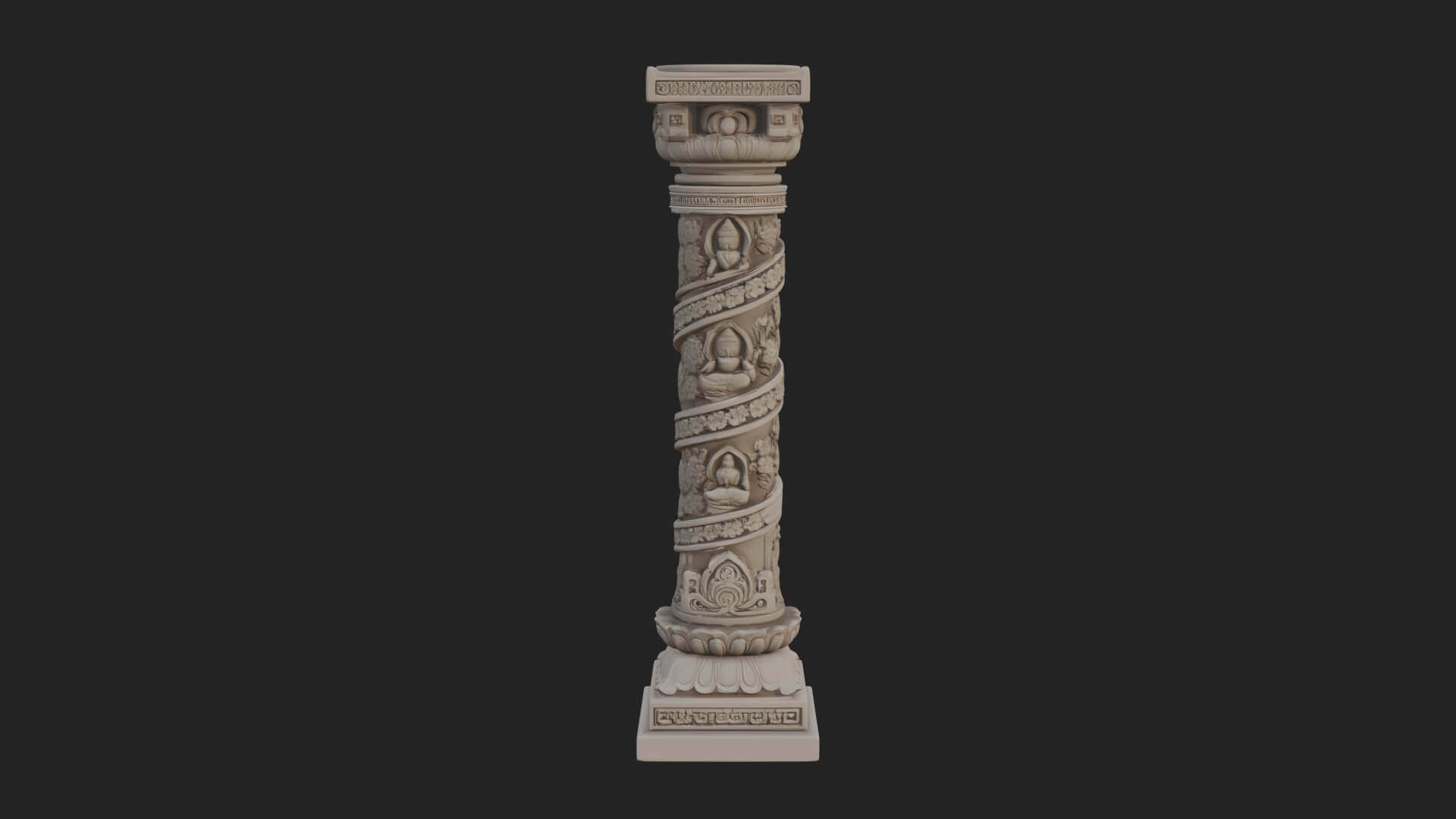 Oriental Stone Column Design 20 3D Print Model 3D Model