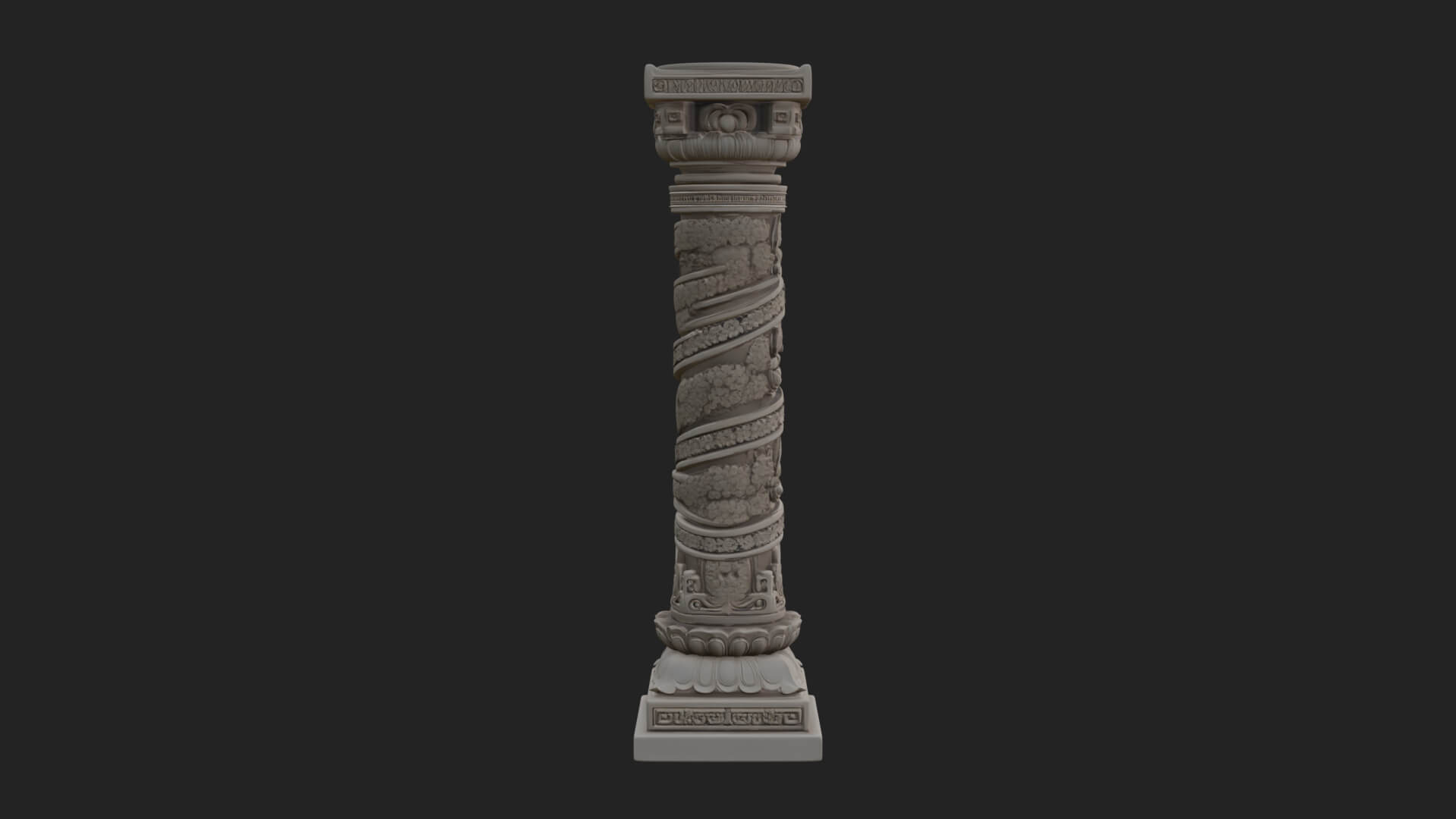 Oriental Stone Column Design 20 3D Print Model 3D Model