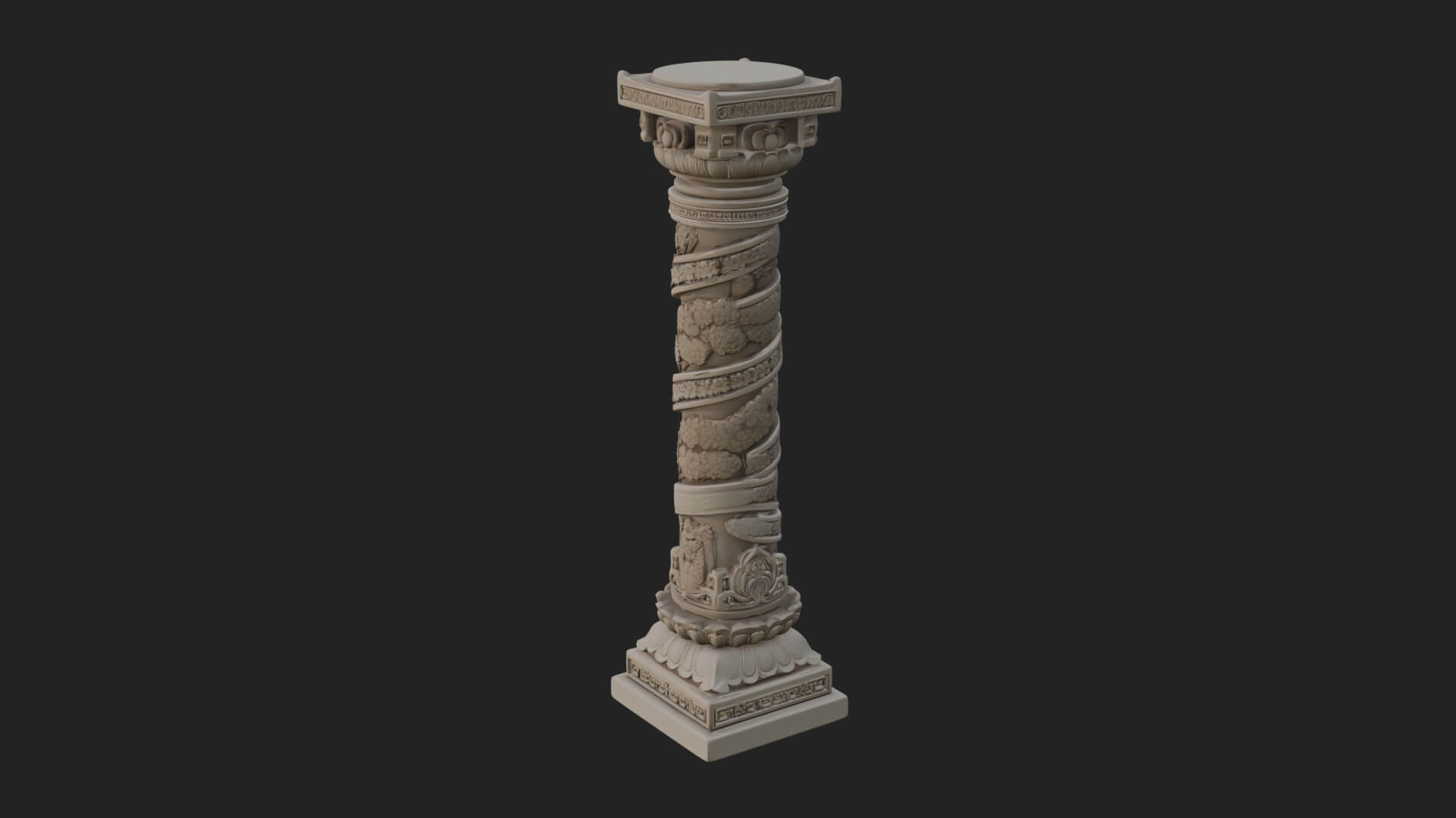 Oriental Stone Column Design 20 3D Print Model 3D Model