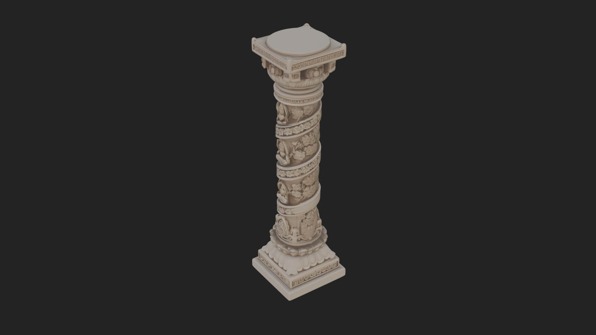Oriental Stone Column Design 20 3D Print Model 3D Model