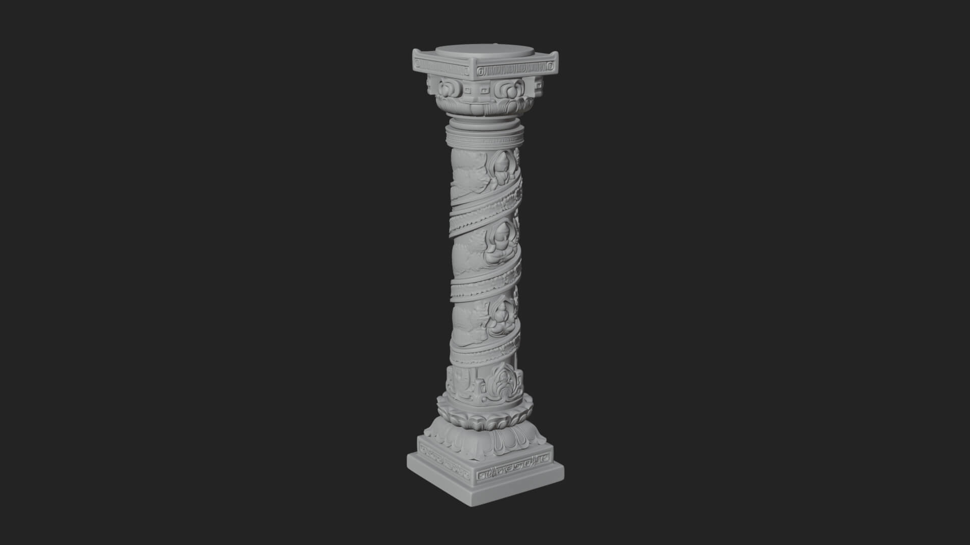 Oriental Stone Column Design 20 3D Print Model 3D Model