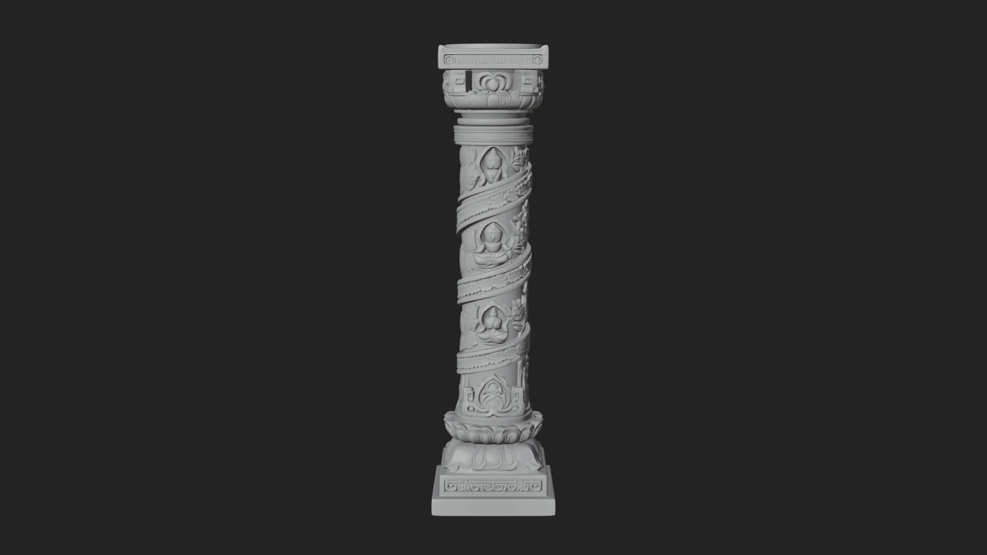 Oriental Stone Column Design 20 3D Print Model 3D Model