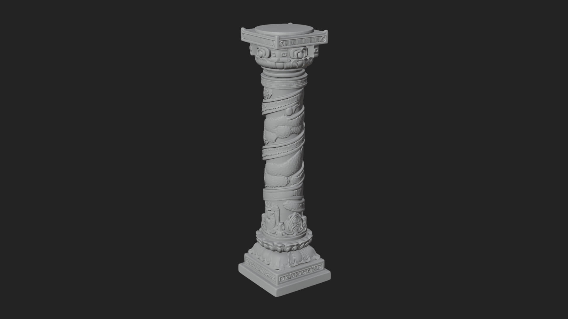 Oriental Stone Column Design 20 3D Print Model 3D Model