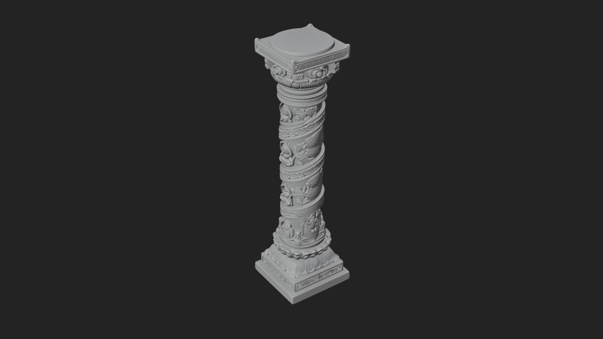 Oriental Stone Column Design 20 3D Print Model 3D Model