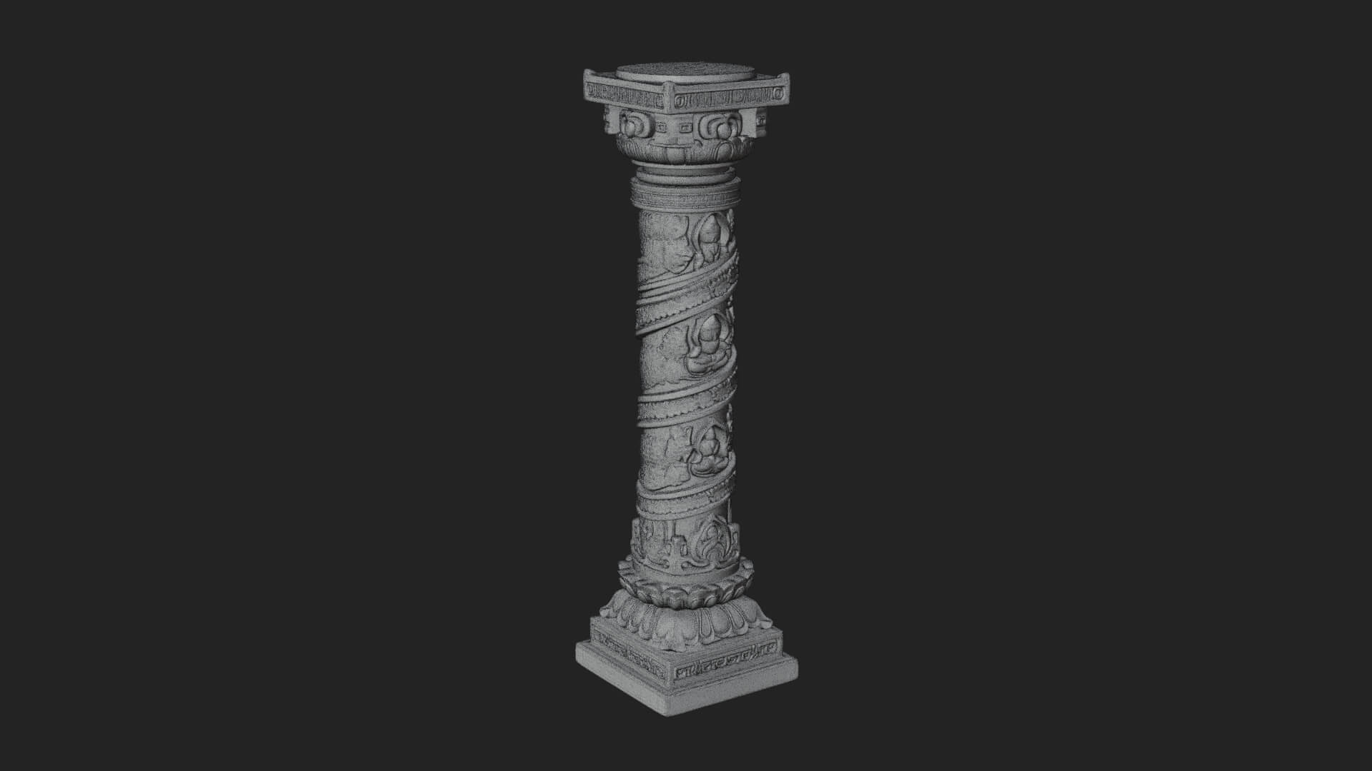 Oriental Stone Column Design 20 3D Print Model 3D Model
