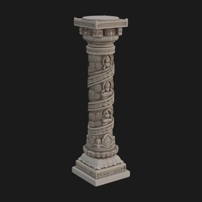 Oriental Stone Column Design 20 3D Print Model