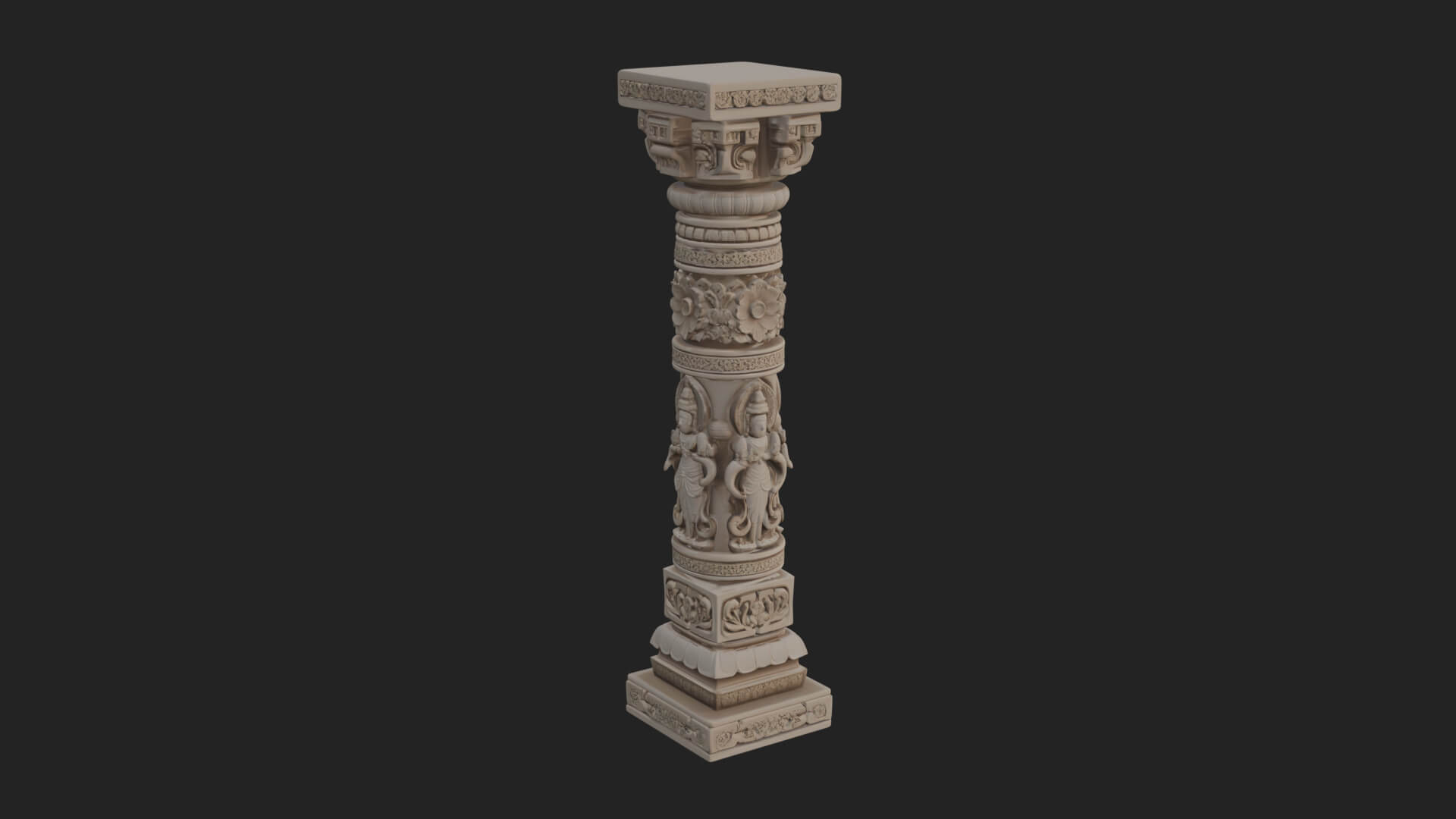 Oriental Stone Column Design 21 3D Print Model 3D Model