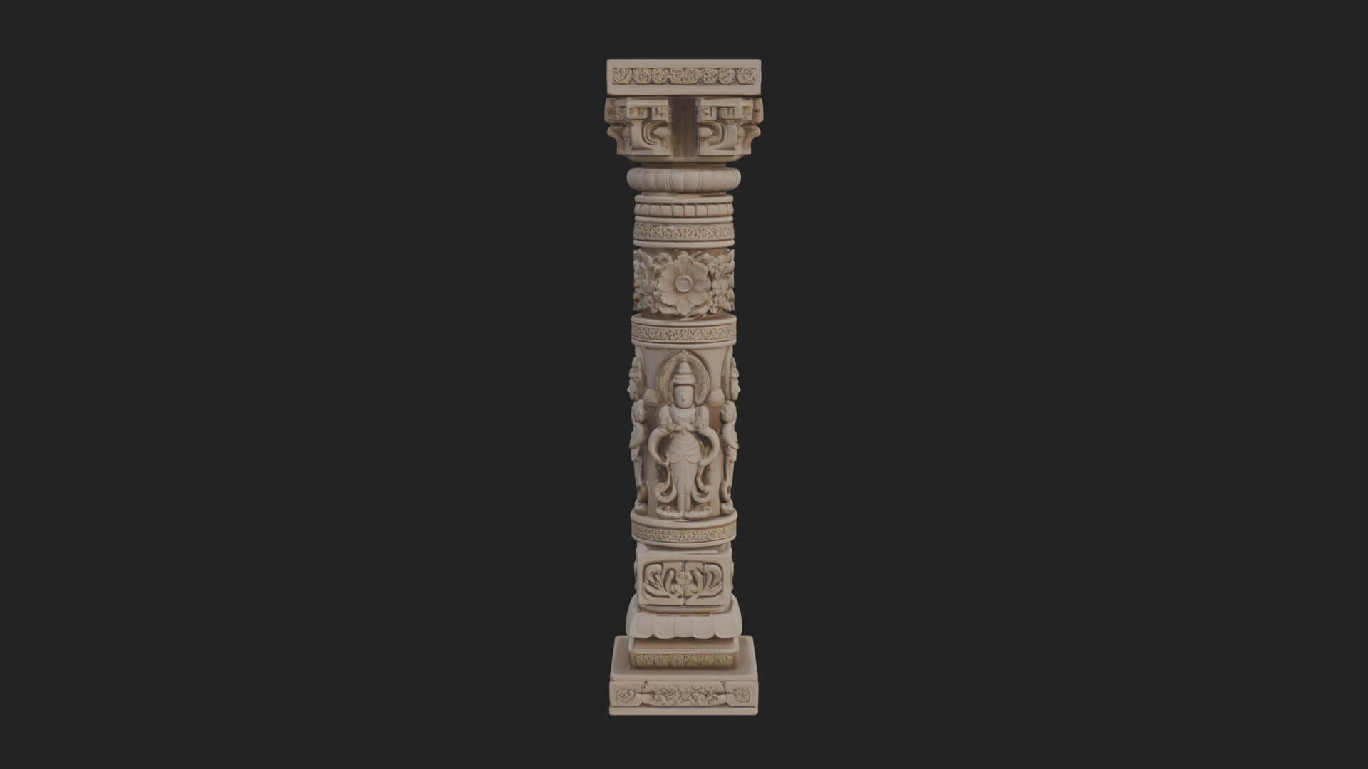 Oriental Stone Column Design 21 3D Print Model 3D Model