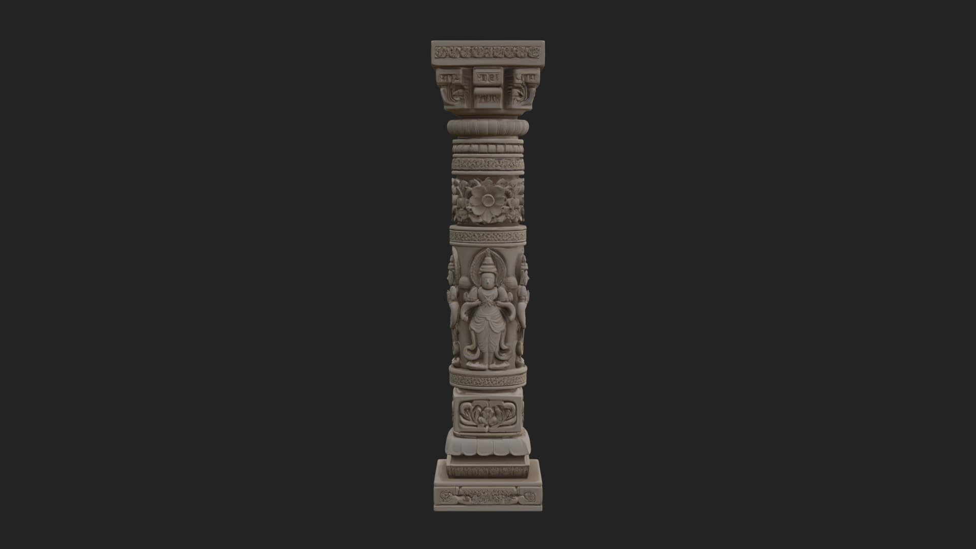 Oriental Stone Column Design 21 3D Print Model 3D Model