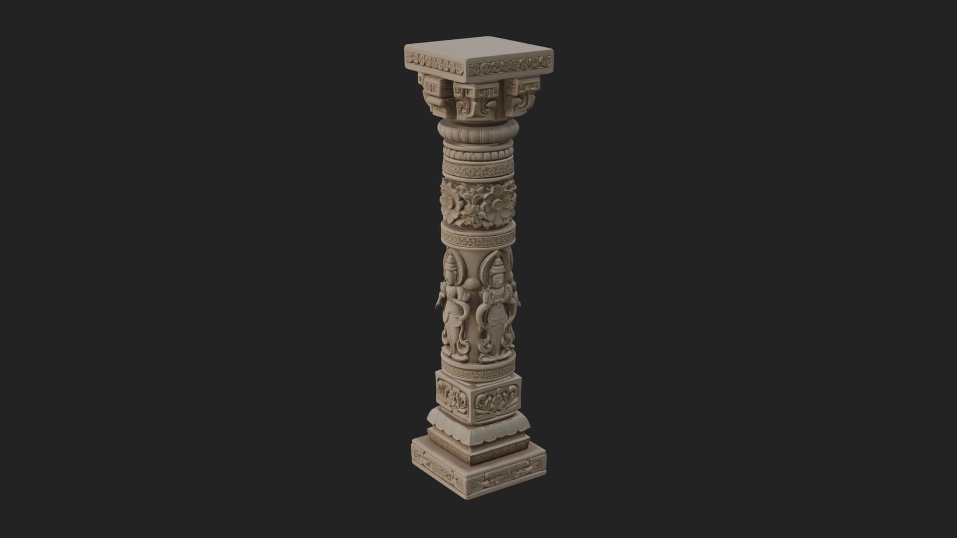 Oriental Stone Column Design 21 3D Print Model 3D Model