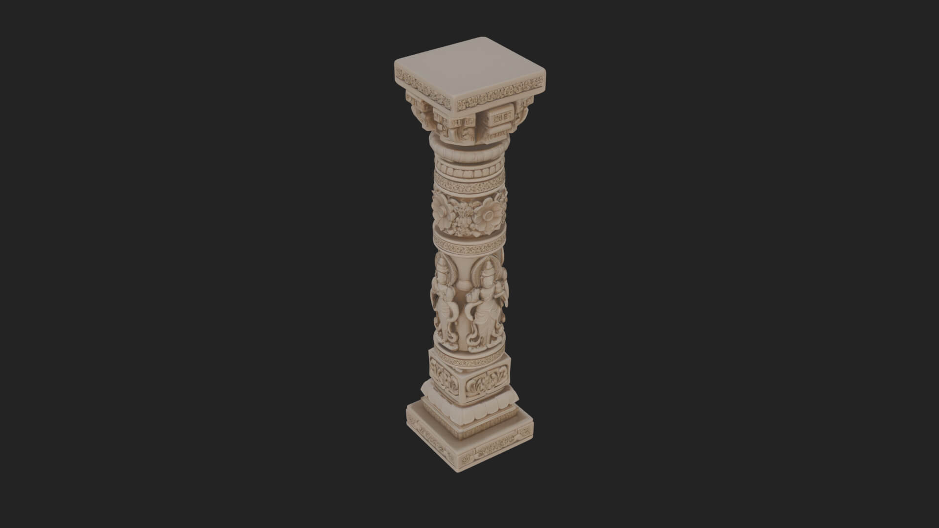 Oriental Stone Column Design 21 3D Print Model 3D Model