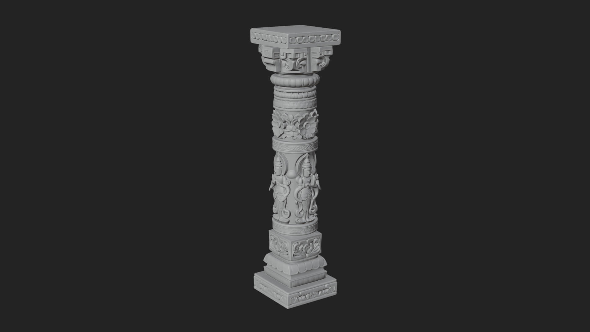 Oriental Stone Column Design 21 3D Print Model 3D Model