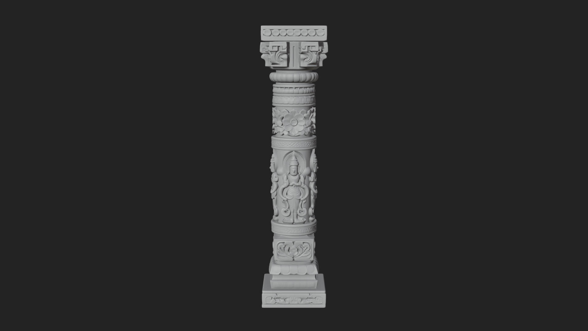 Oriental Stone Column Design 21 3D Print Model 3D Model
