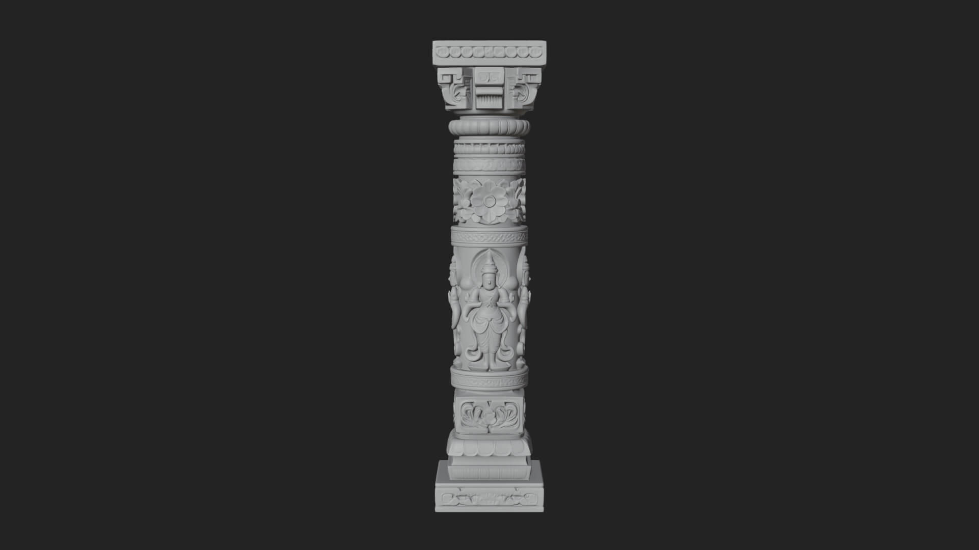 Oriental Stone Column Design 21 3D Print Model 3D Model