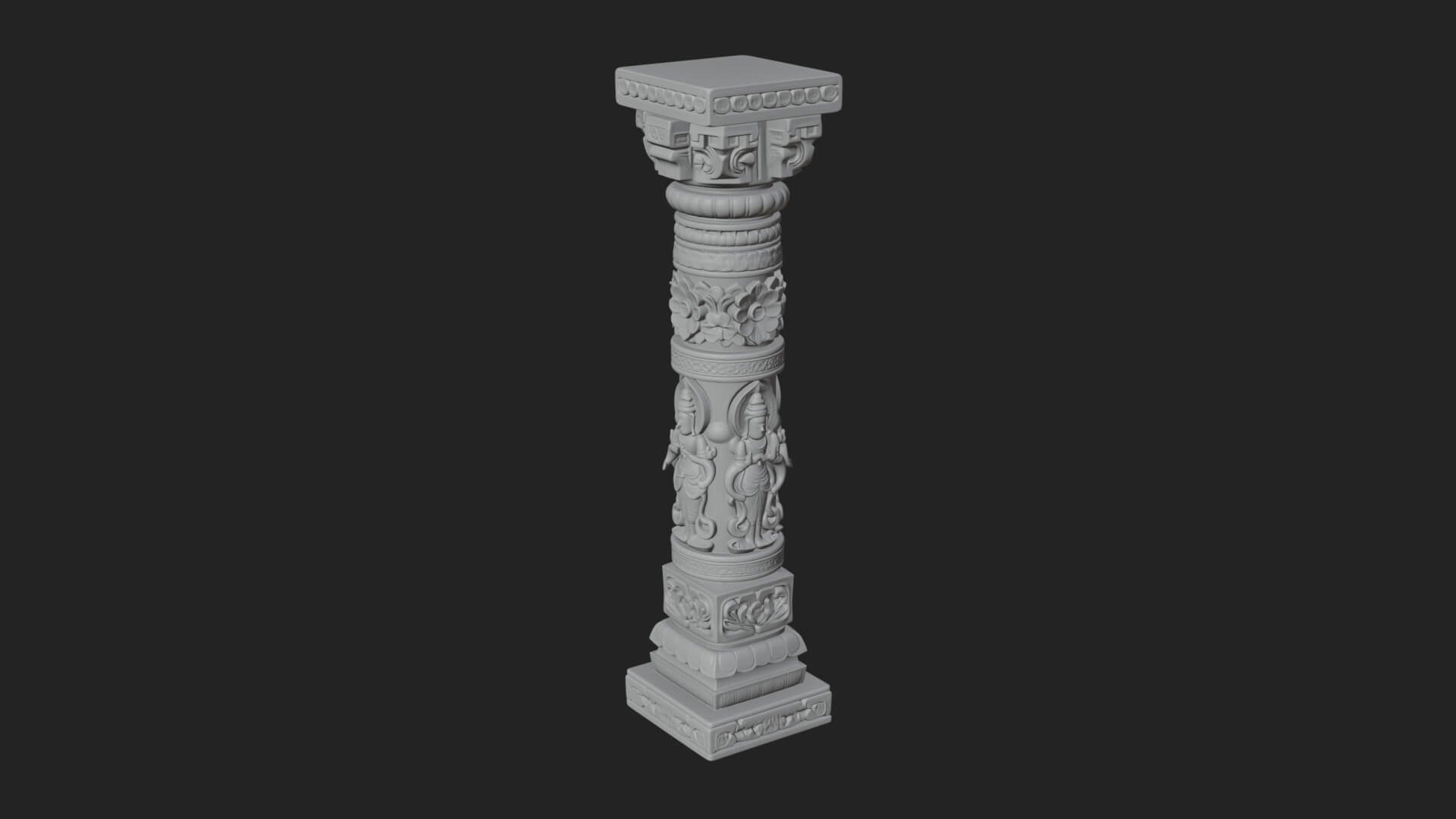 Oriental Stone Column Design 21 3D Print Model 3D Model