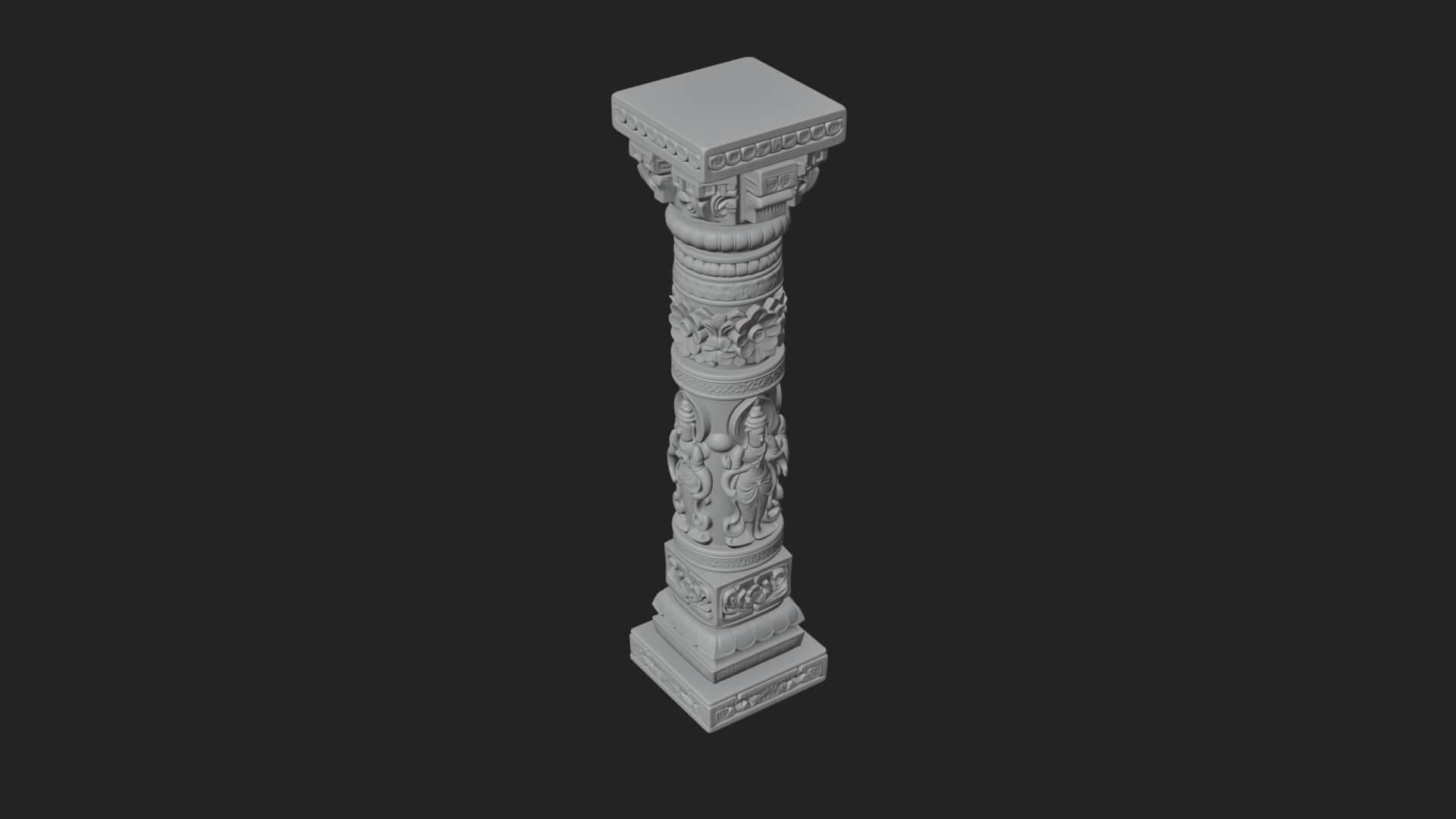 Oriental Stone Column Design 21 3D Print Model 3D Model