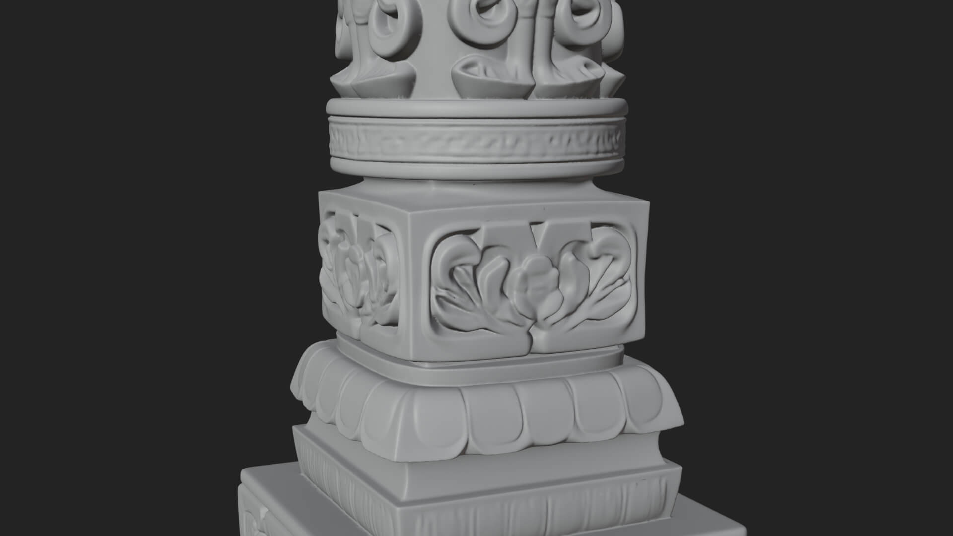 Oriental Stone Column Design 21 3D Print Model 3D Model