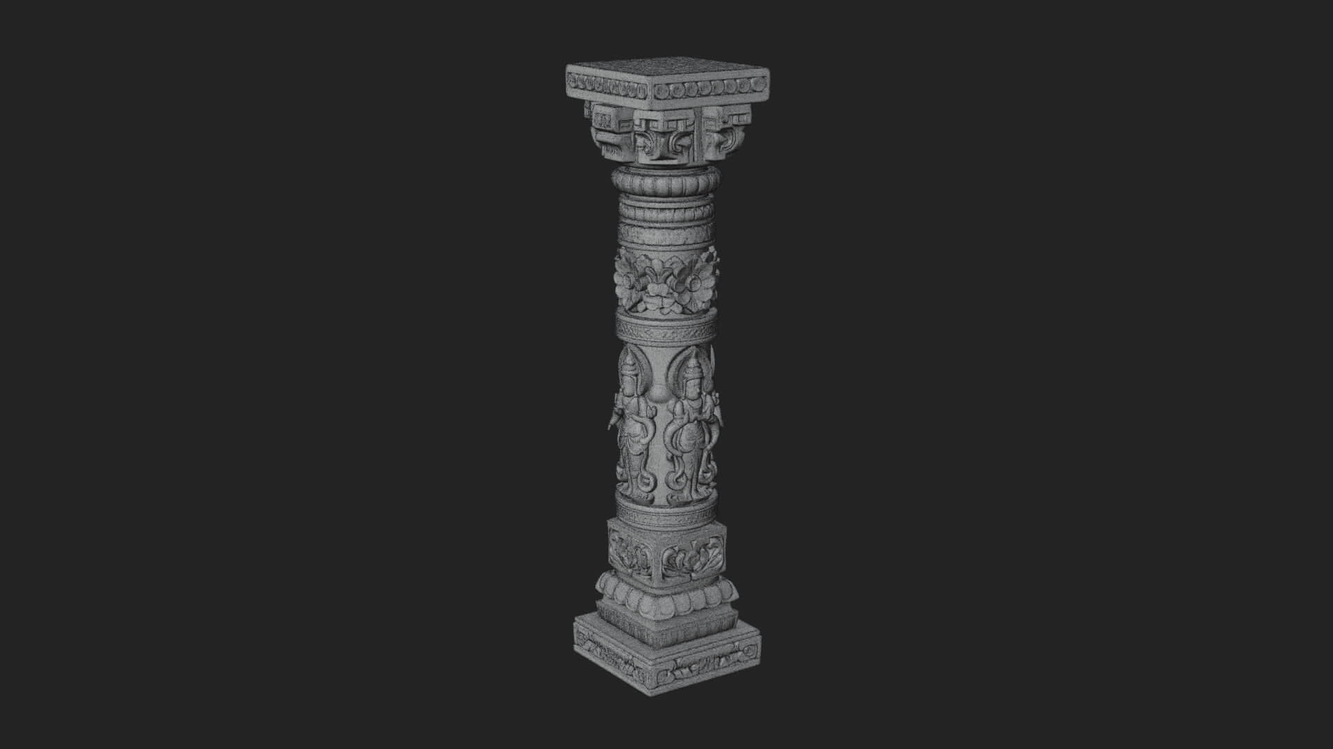 Oriental Stone Column Design 21 3D Print Model 3D Model