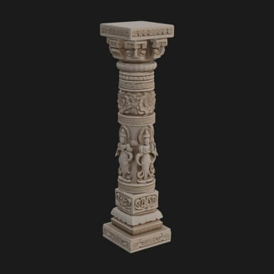 Oriental Stone Column Design 21 3D Print Model