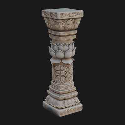 Oriental Stone Column Design 6 3D Print Model